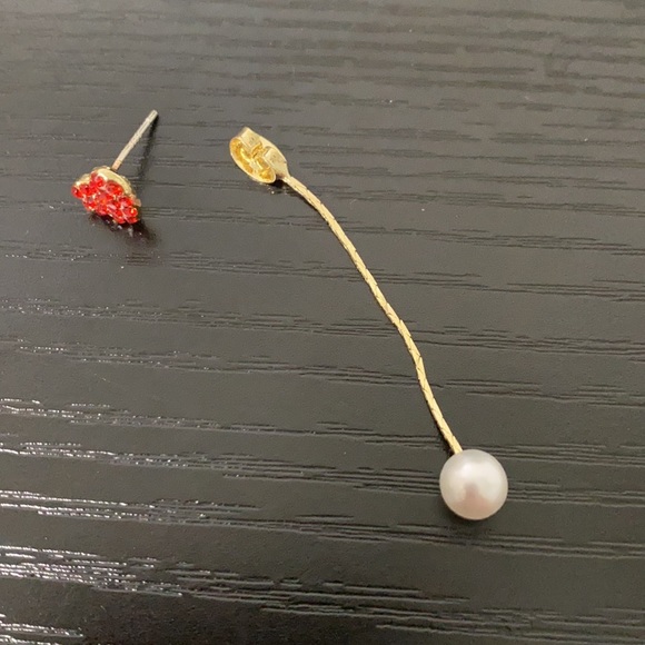 Gold Plated + Faux Pearl Teddy Drop Earrings - Picture 3 of 4